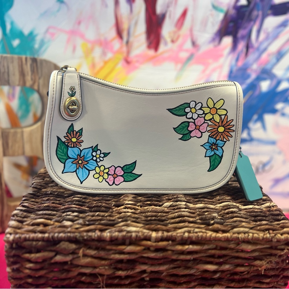 Upcrafted Coach swinger bag painted by Rose Oliva